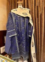 Cotton Blue Traditional Wear Printed Readymade Pakistani Suit